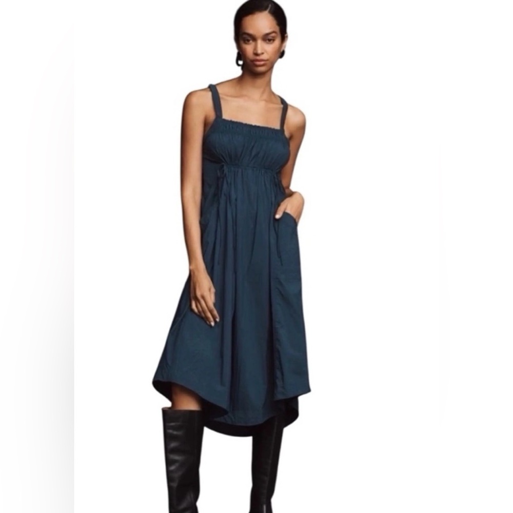 Anthropologie Daily Practice Keeseville deep blue midi dress